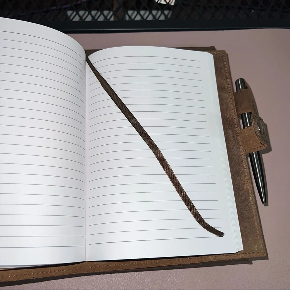 NEW Moonster Leather Flower Notebook Journal Refillable Travel Diary with Pen - Picture 4 of 7